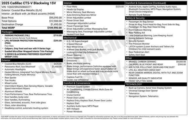 2025 Cadillac CT5-V V-Series Blackwing